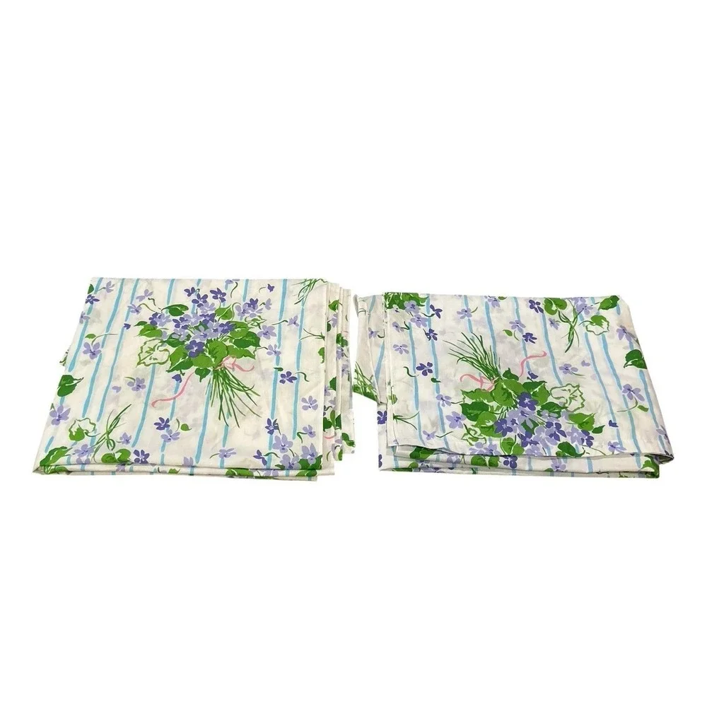 Vintage stevens utica purple floral Standard  Bedding Lot Of 2 Flat Sheet 72x104